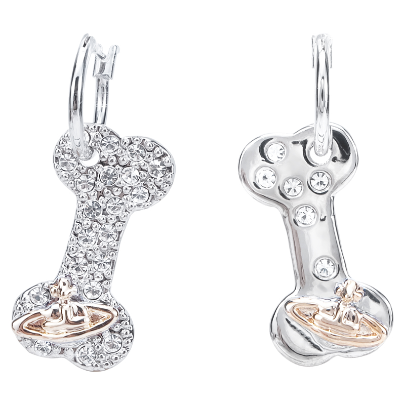 Asymmetrical Diamond Bone Earrings