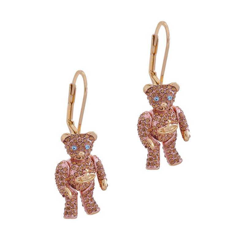 2 Colors TEDDY Cubic Movable Bear Earrings