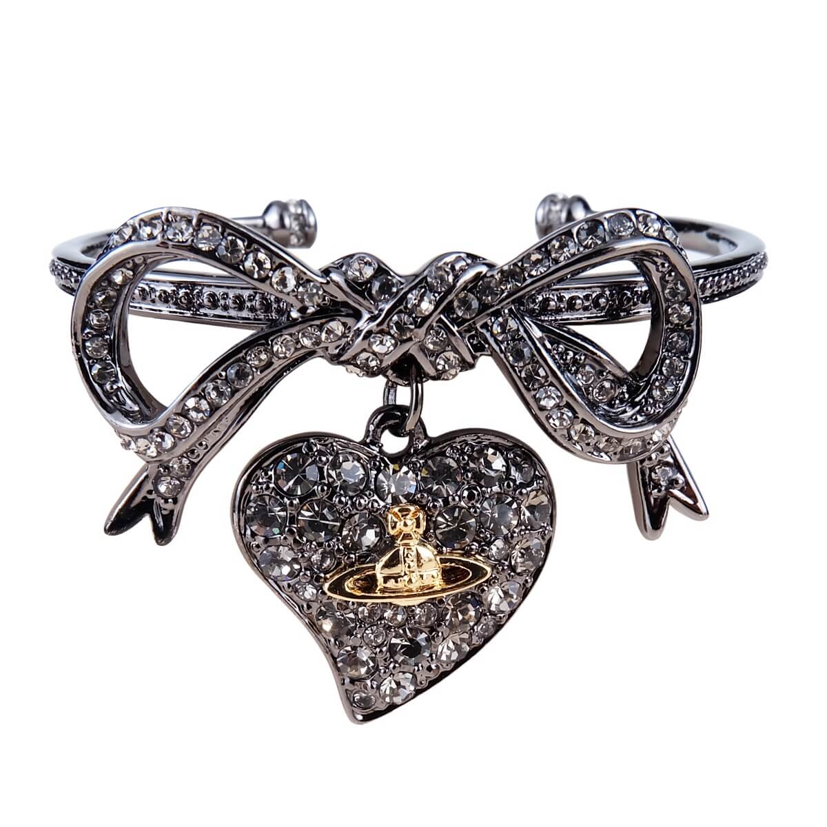 Deep Black Ribbon Love Saturn Bangle