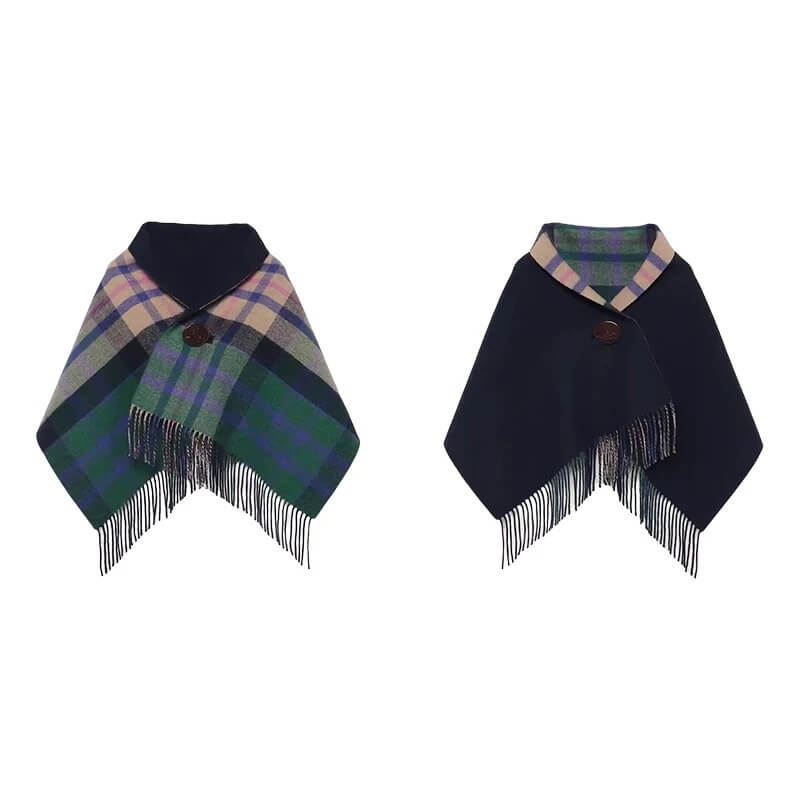 4 Colors Tartan Poncho