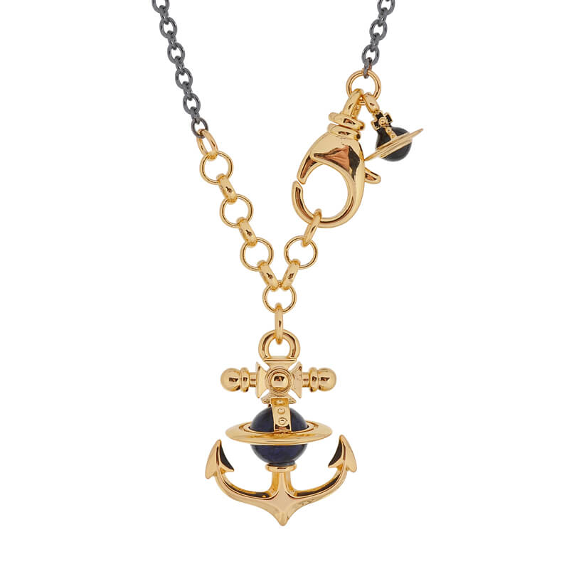 2 Colors FELICE Lapis Lazuli Anchor Necklace
