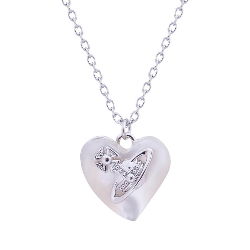 4 Colors Big Saturn Seashell Heart Necklace