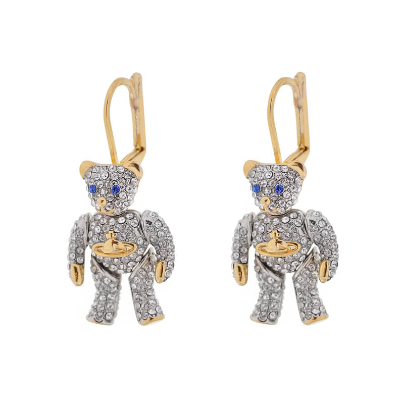 2 Colors TEDDY Cubic Movable Bear Earrings