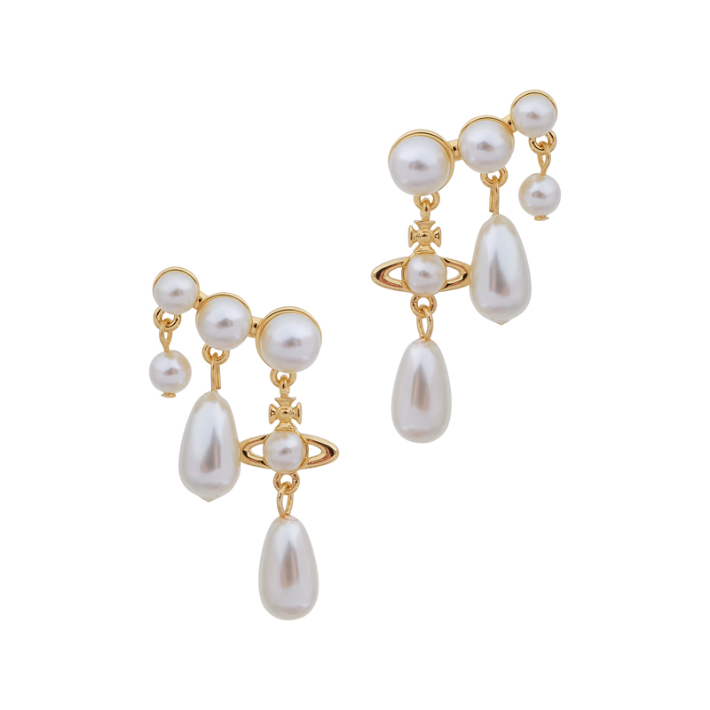2 Colors MARYBETH Triple String Pearl Earrings