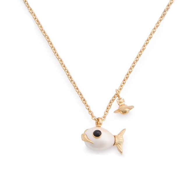 2 Colors LUZIE Fish Orb Saturn Necklace
