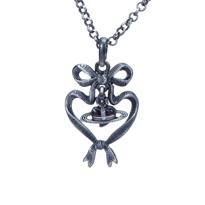 2 Size Ribbon Heart Necklace