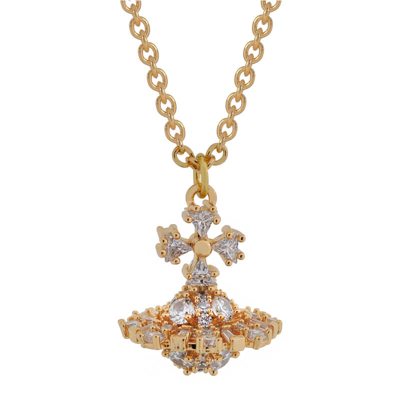 2 Colors IRINA Cubic Alien Stone Saturn Necklace