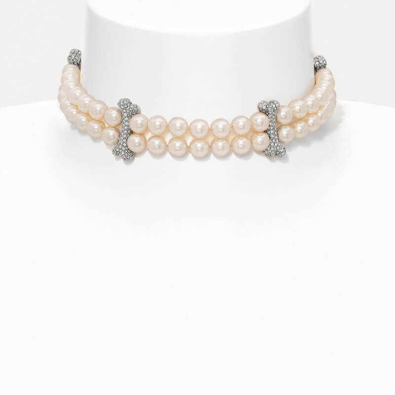 2 Colors FAUSTINE Bone Double Row Pearl Necklace