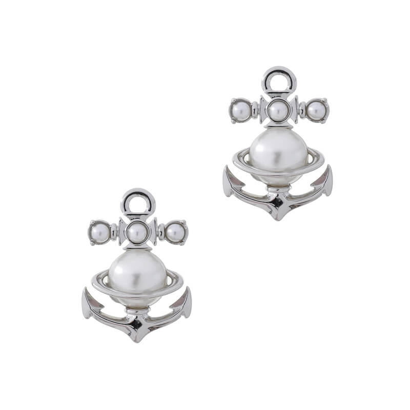 2 Colors MARIALENA Small Boat Anchor Pearl Earrings