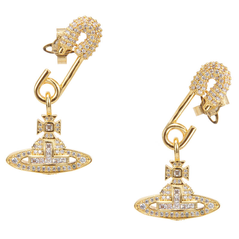 2 Colors Zirconia Pin Earrings