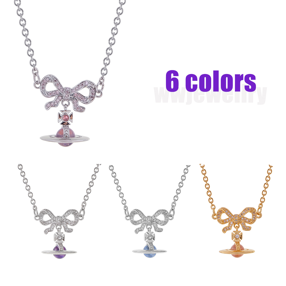 6 Colors OCTAVIE Bow Diamond Necklace