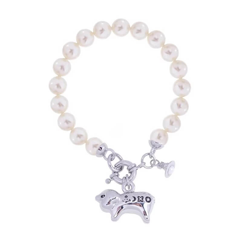 2 Colors JUANITA Pig Saturn Letters Pearl Bracelet