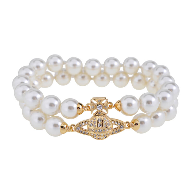 GRAZIELLA Suction Stone Double Layer Pearl Bracelet