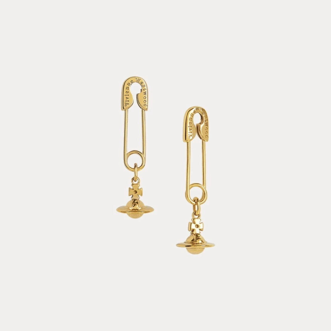2 Colors Safety Pin Saturn Earrings