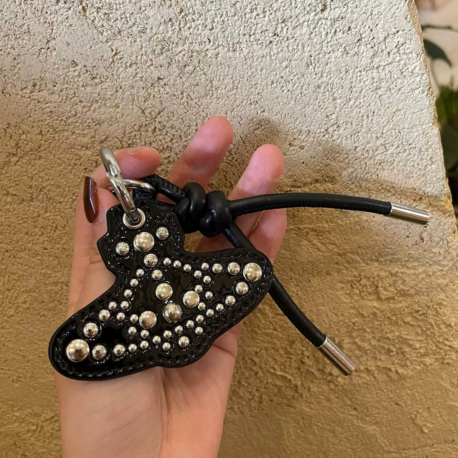 Black Studded Saturn Bag Charm