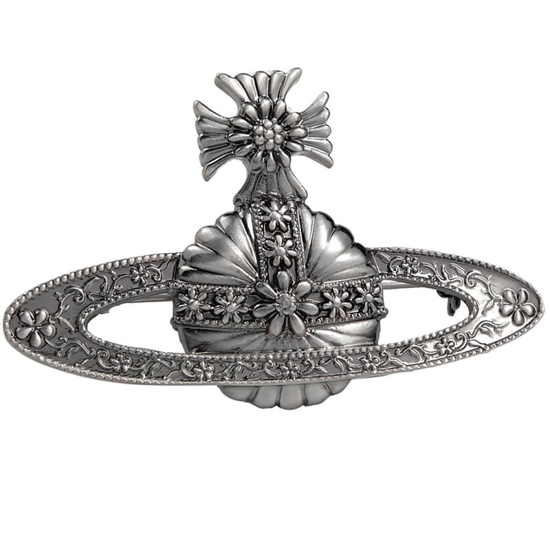 Antique Silver Carved Saturn Brooch