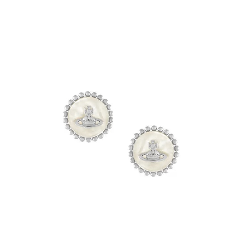 2 Colors NEYLA Round Pearl Saturn Earrings