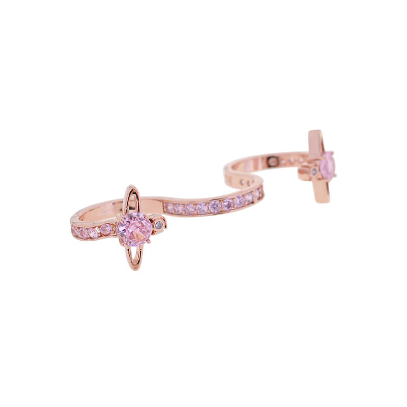 4 Colors Double Zirconia Saturn S-shaped Ring