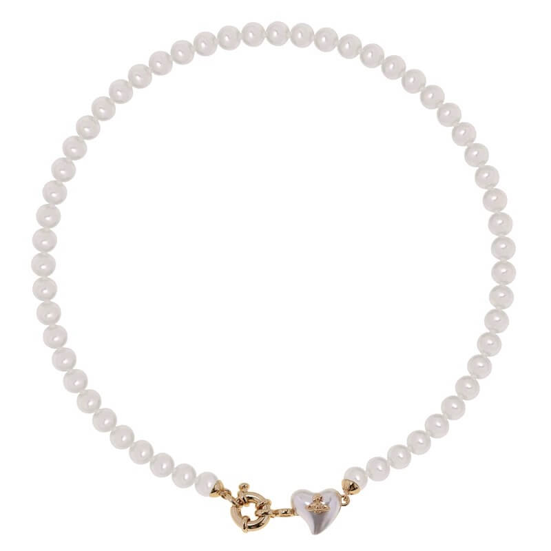 2 Colors Resin Heart Pearl Necklace