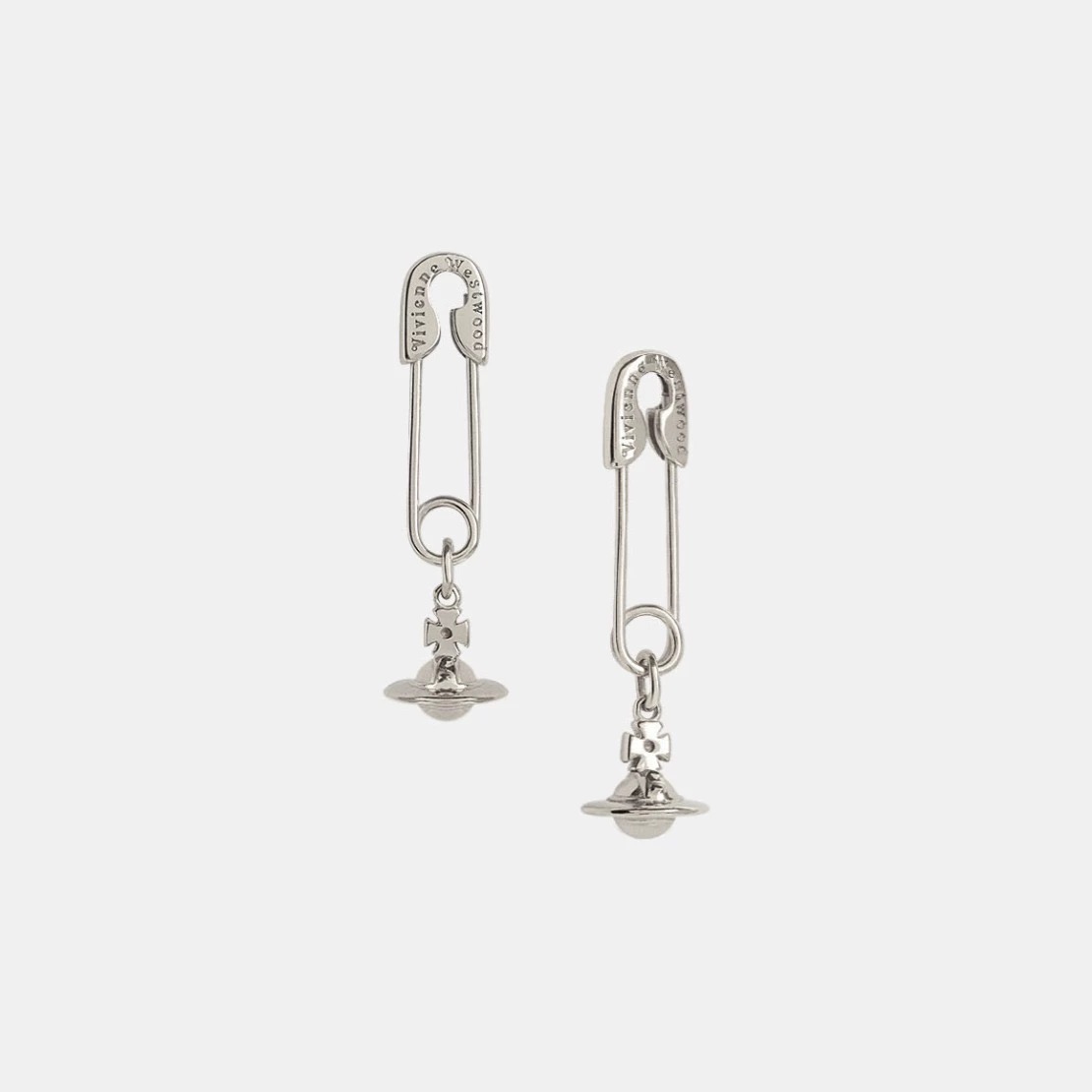 2 Colors Safety Pin Saturn Earrings