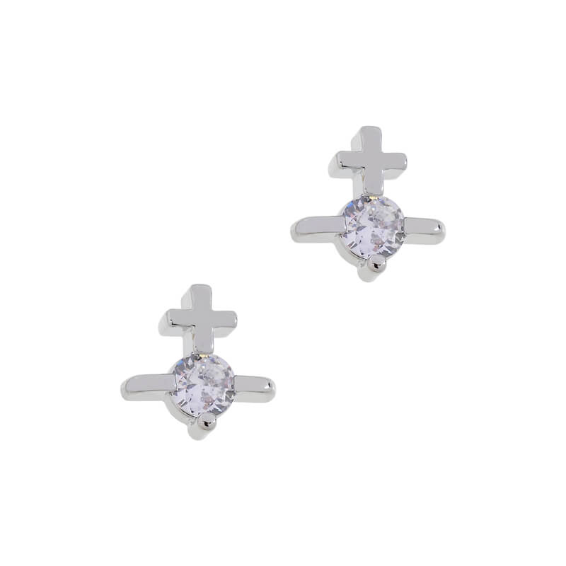 3 Colors HORTENSE Line Cross Solitaire Earrings