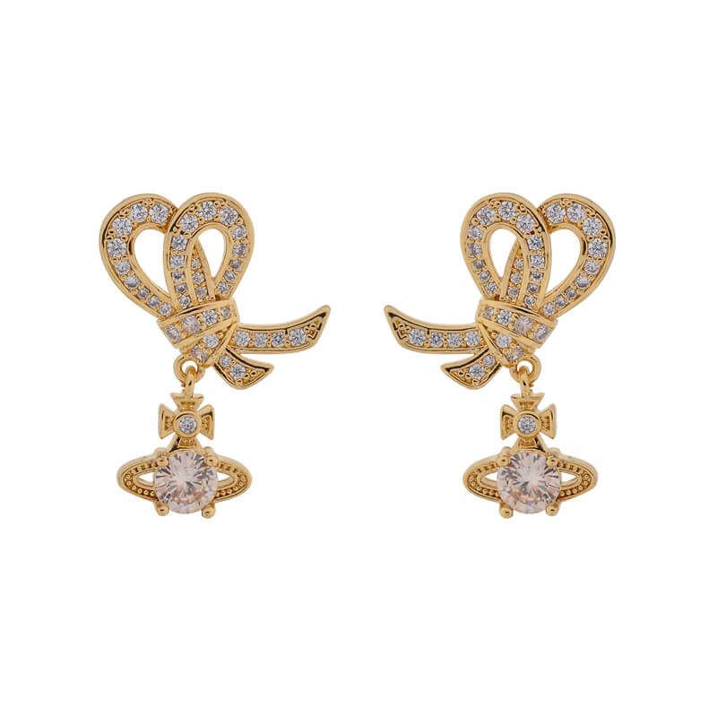 2 Colors MILLY Bow Saturn Diamond Earrings