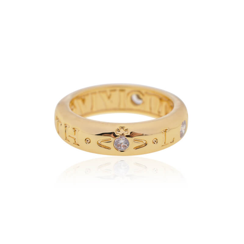 3 Colors Smooth Letter Three Zircon Ring