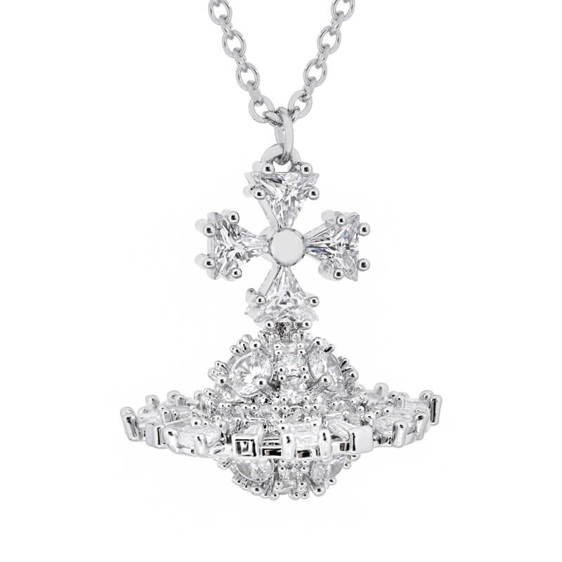 2 Colors IRINA Cubic Alien Stone Saturn Necklace