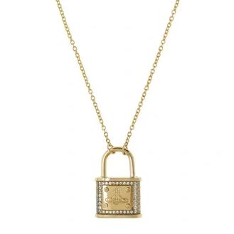 2 Colors Fitzrovia Pendant Full Diamond Lock Necklace