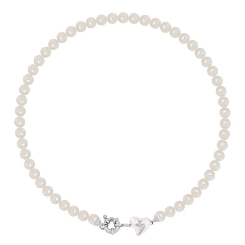 2 Colors Resin Heart Pearl Necklace