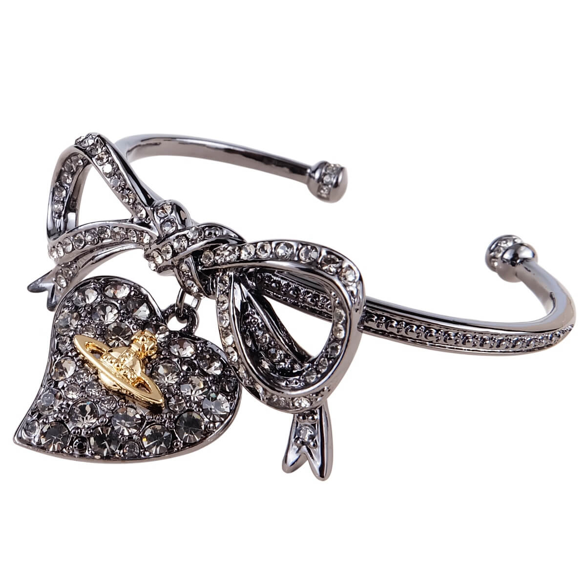 Deep Black Ribbon Love Saturn Bangle