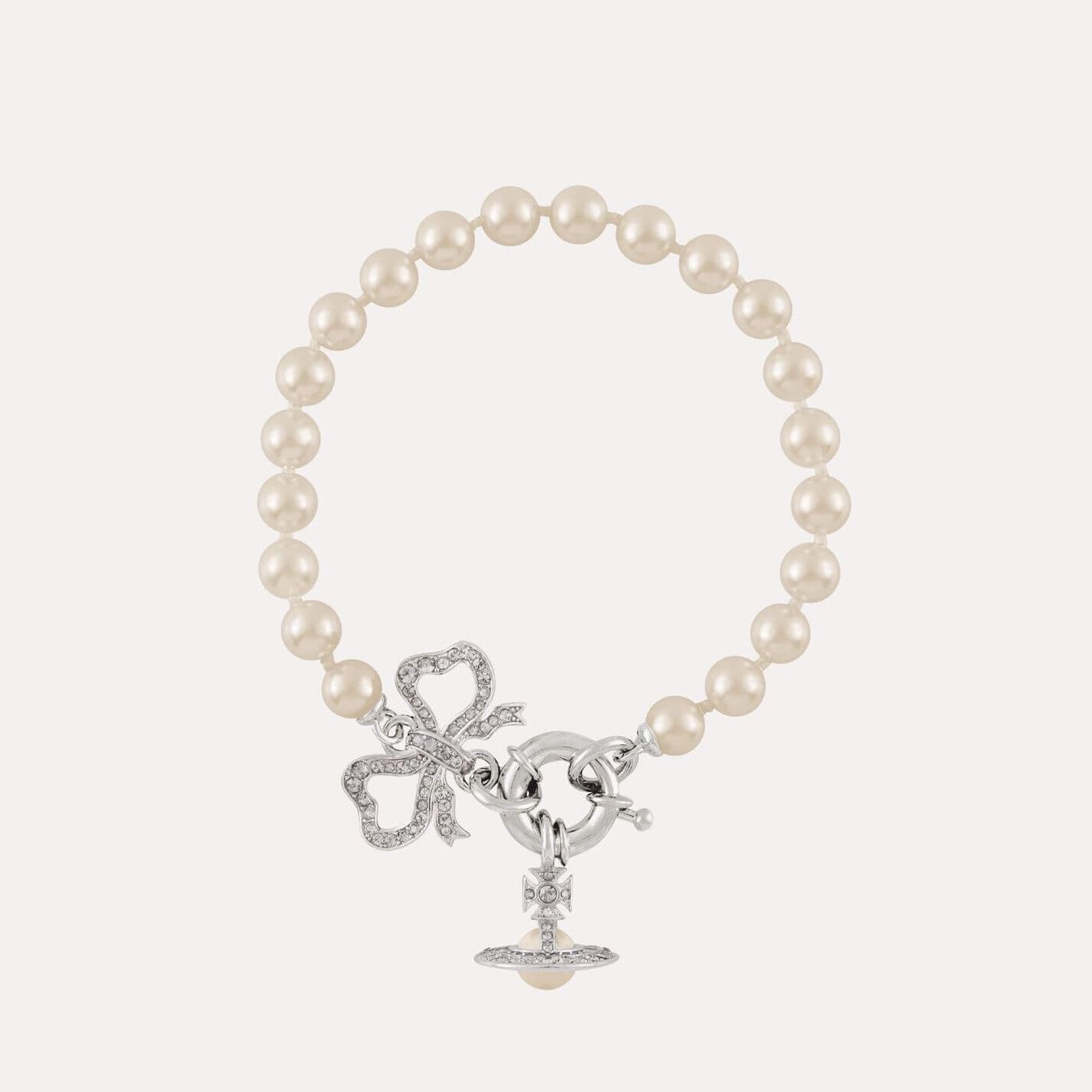 2 Colors RIGOBERTA Pearl Bow Saturn Bracelet