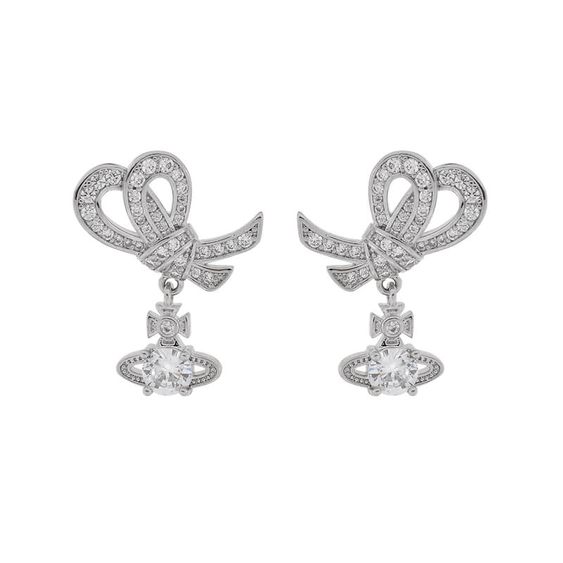 2 Colors MILLY Bow Saturn Diamond Earrings