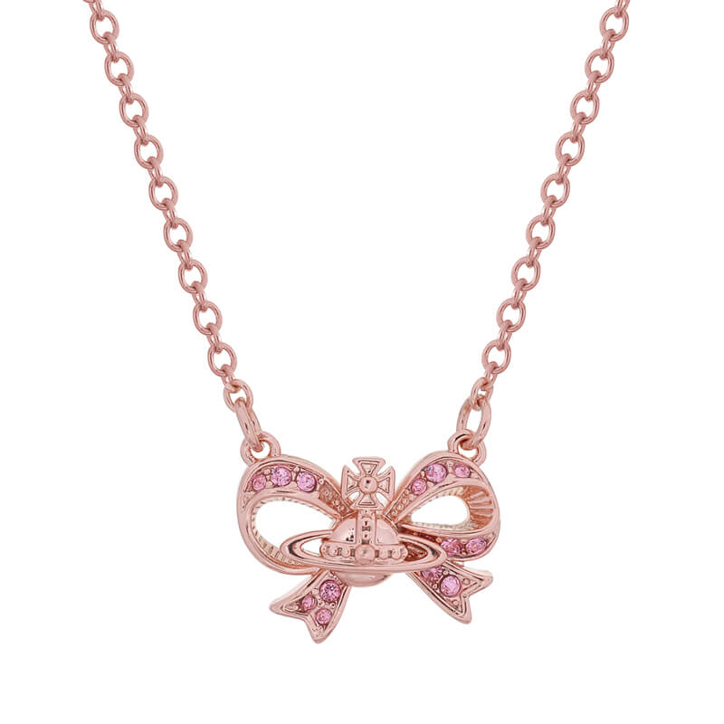 2 Colors Threaded Bow Saturn Necklace