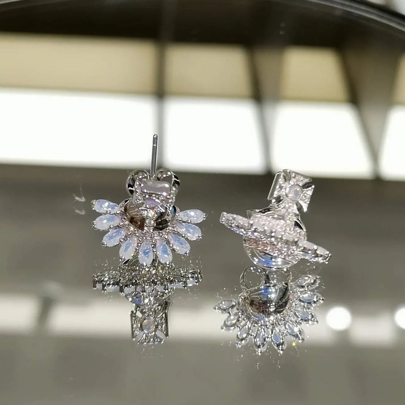 3 Colors JORDANA Half-face Orb Saturn Earrings