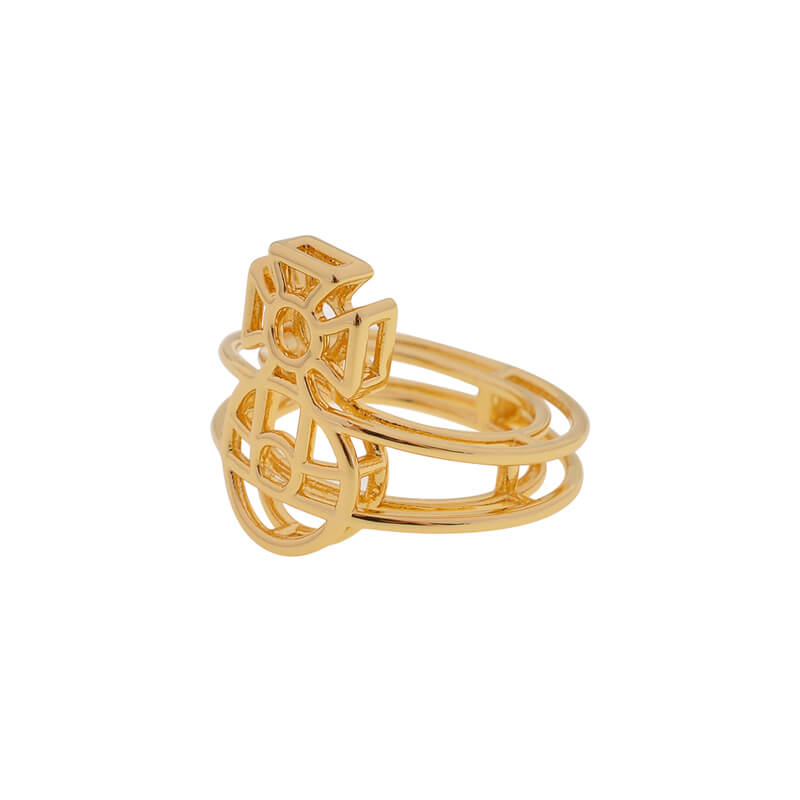 2 Colors Line Saturn Double Layer Ring