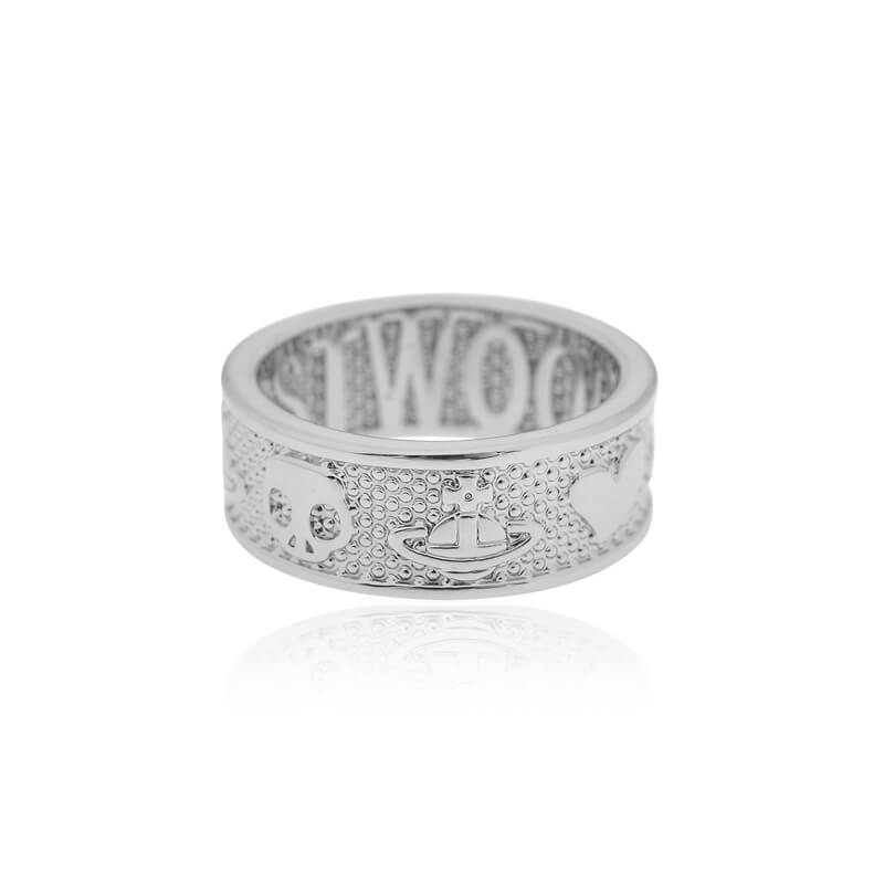 4 Colors Wide Sided Skull Heart Ring