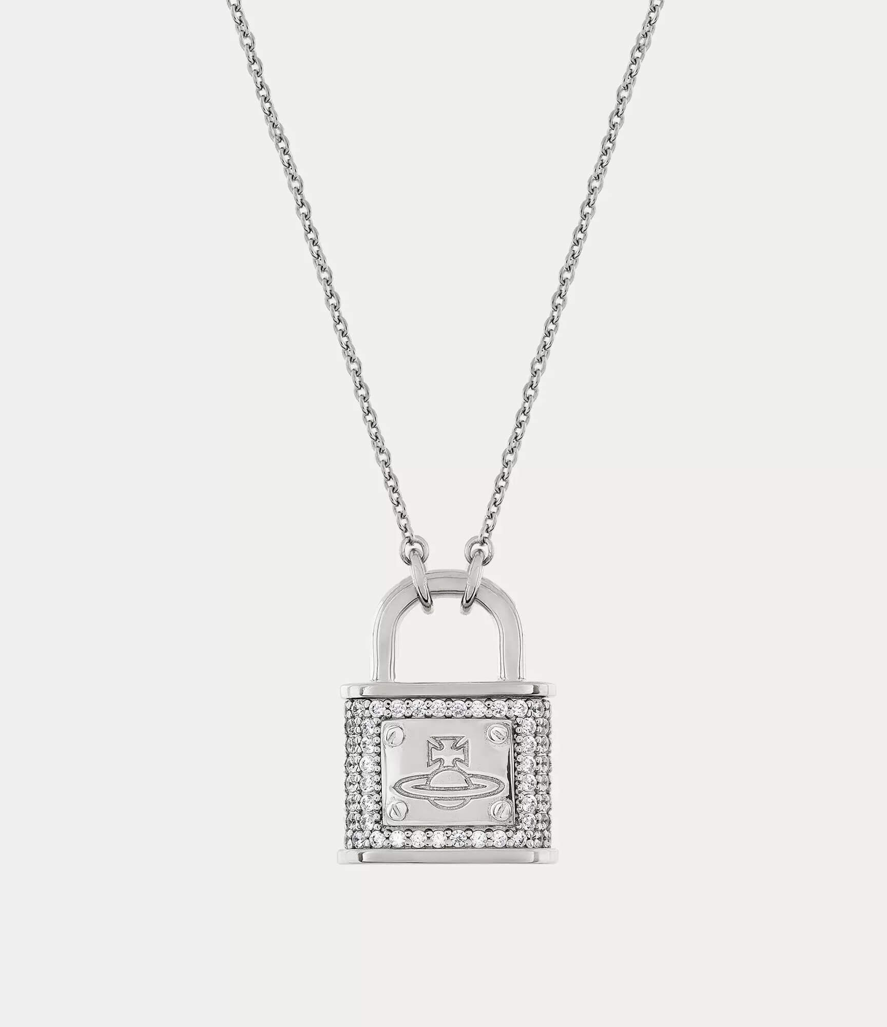 2 Colors Fitzrovia Pendant Full Diamond Lock Necklace