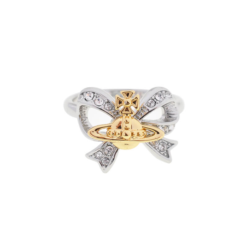 2 Colors Threaded Bow Saturn Ring