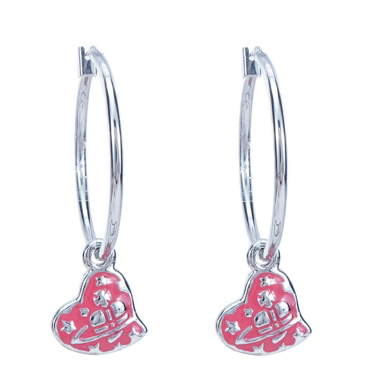 2 Colors Pink Heart Full Star Earrings