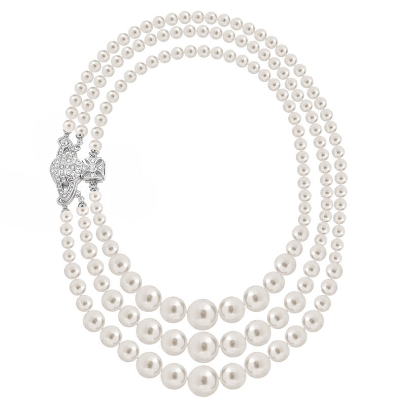2 Colors GRAZIELLA Triple Layer Pearl Necklace
