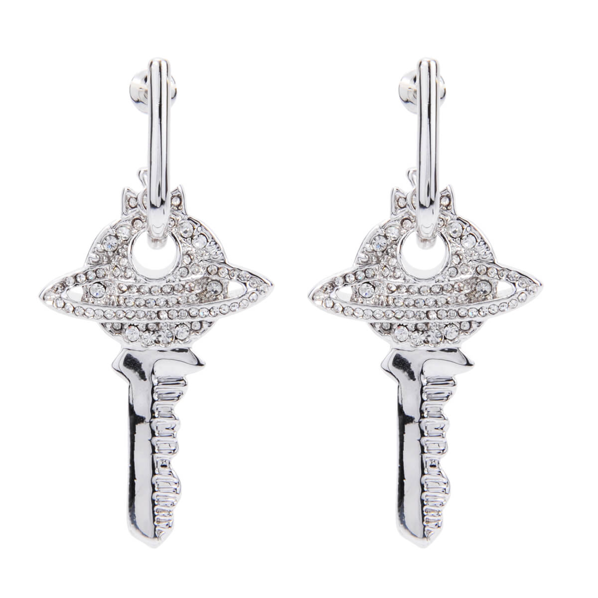 2 Colors Key Full Diamonds Saturn Earrings