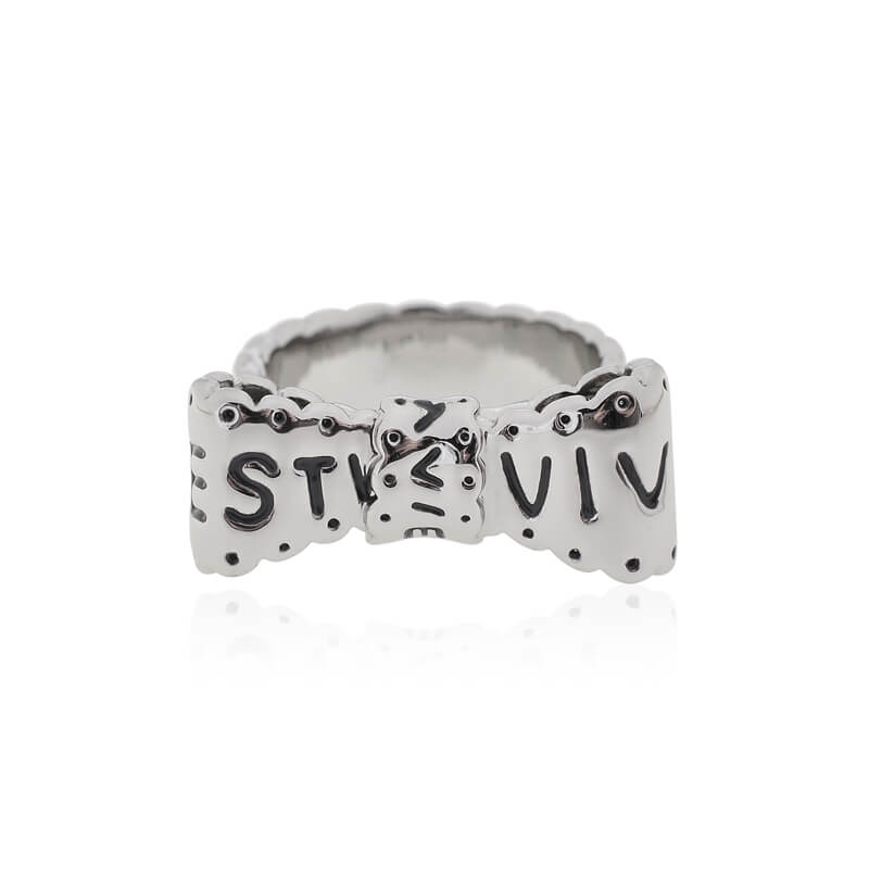 2 Colors Ribbon Letter Ring