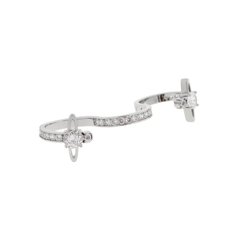 4 Colors Double Zirconia Saturn S-shaped Ring