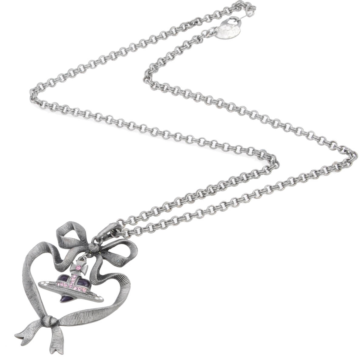 2 Size Ribbon Heart Necklace