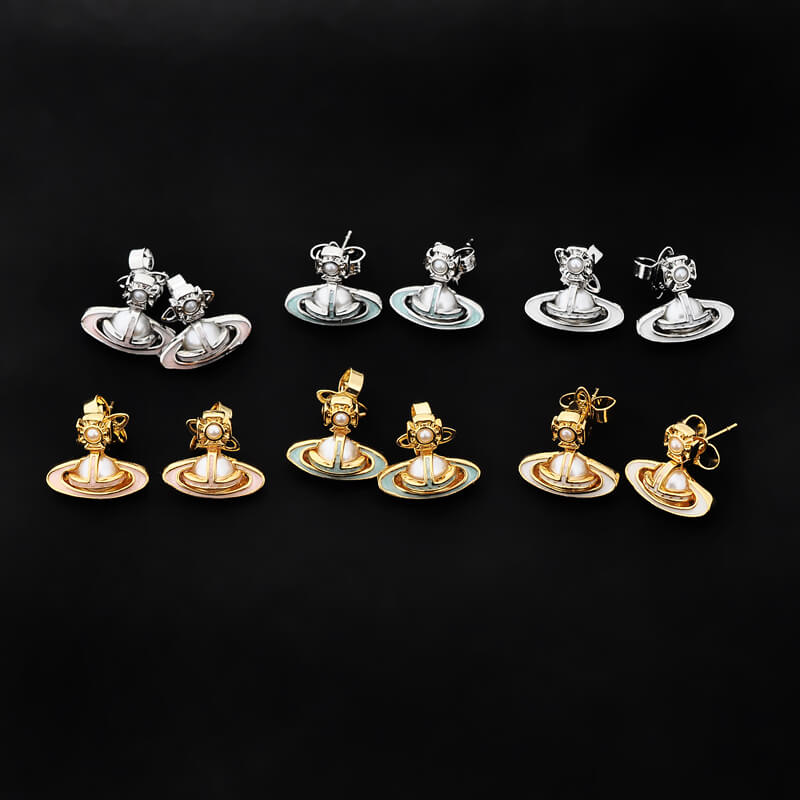 6 Colors SIMONETTA Lacquered Raised Half-face Pearl Earrings