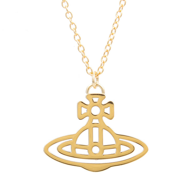 3 Colors Line Cutout Saturn Necklace