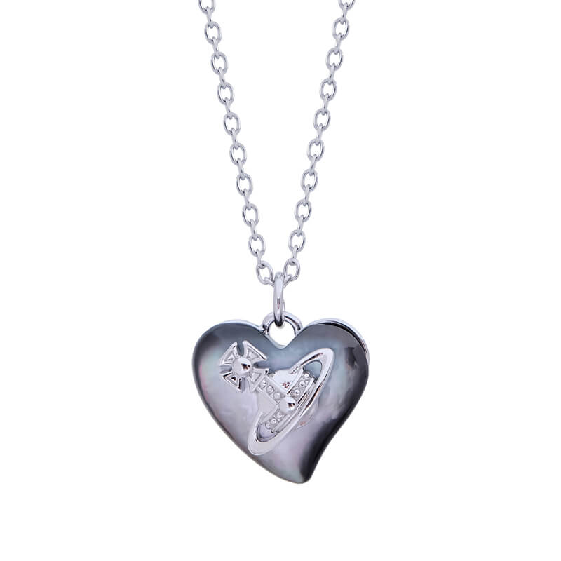 4 Colors Big Saturn Seashell Heart Necklace