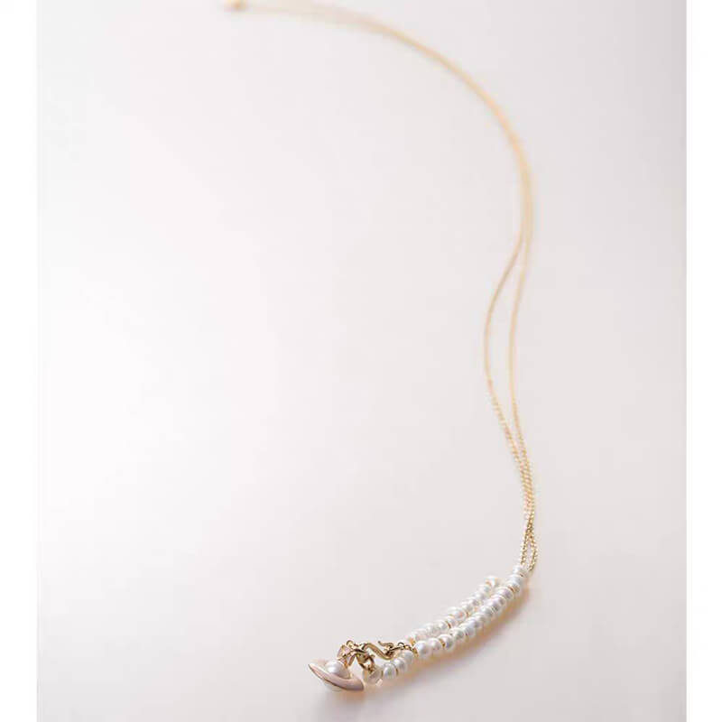 Pink Saturn Broken Pearl Necklace