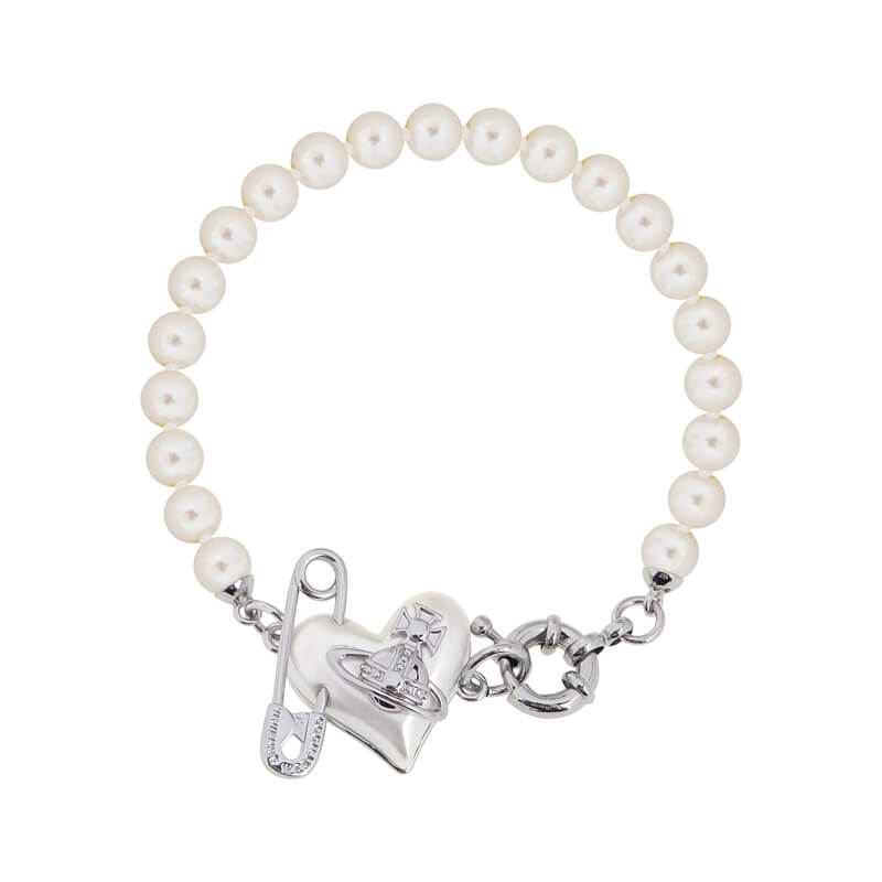 3 Colors ORIETTA Peach Heart Pearl Pin Bracelet